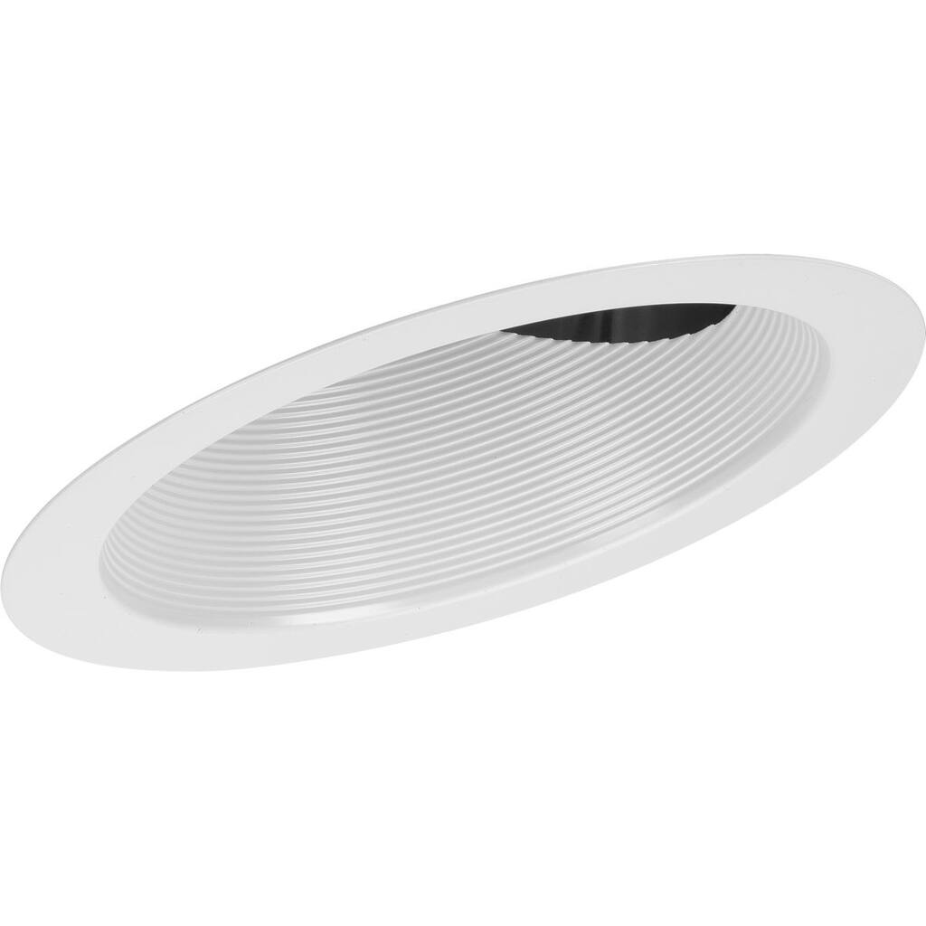 6 in. Satin White Recessed Sloped Ceiling Step Baffle Trim for 6 in. Housing - Medium