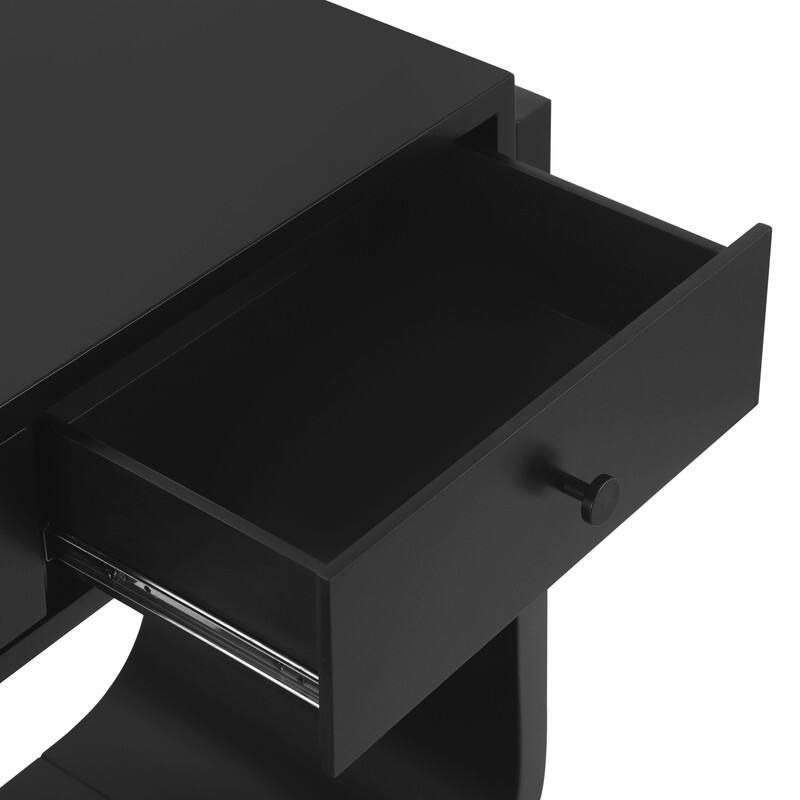 Mid-Century Modern Console Table with 3 Storage Drawers and Display Shelf for Entryway or Living Room Use