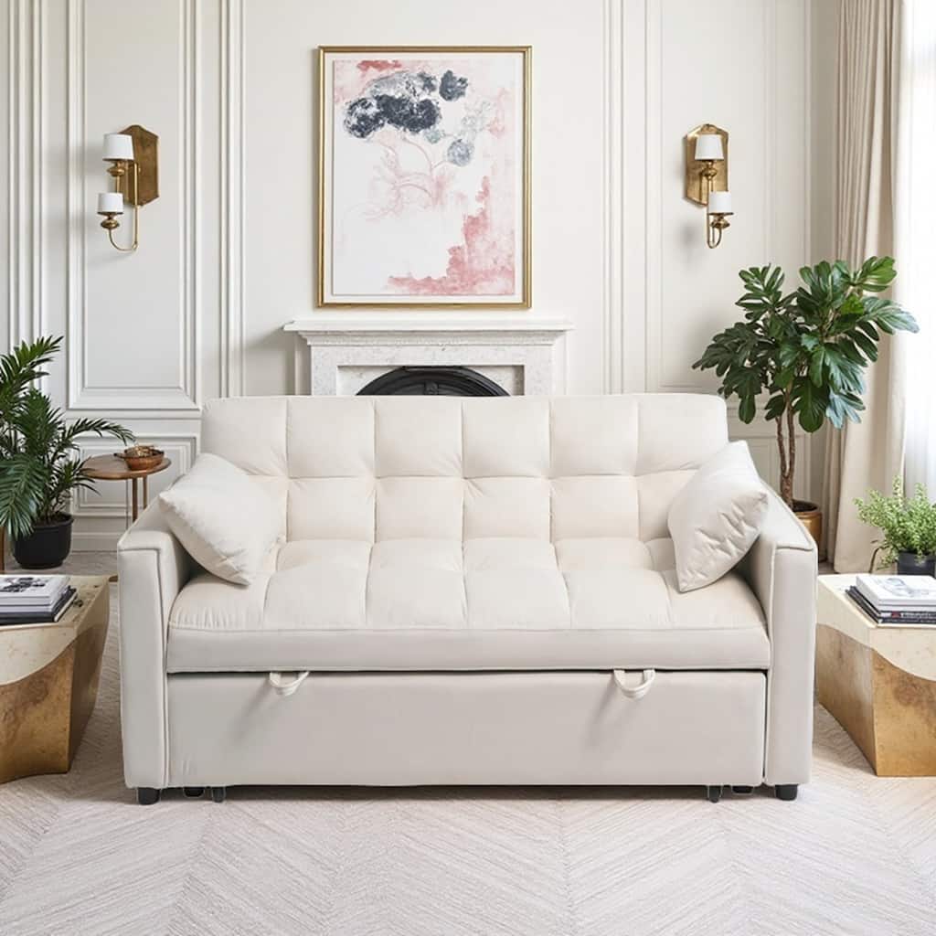 Versatile 3-in-1 Velvet Sleeper Sofa with Storage and Pillows for All Rooms