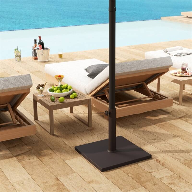 Brown Outdoor Umbrella Base HDPE and Concrete Patio Parasol Stand Fillable Secure - 17.3" L x 17.3" W x 11.8" H