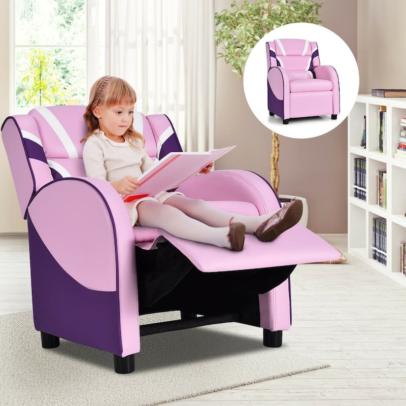 Kids Leather Recliner Chair with Side Pockets
