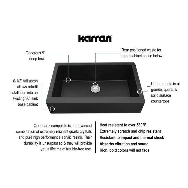 Karran Retrofit Apron Quartz Single Bowl Kitchen Sink