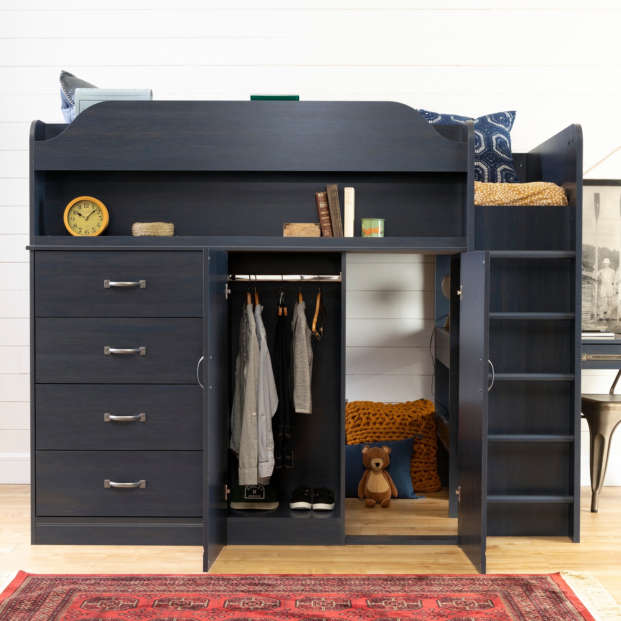 South Shore Asten Loft Bed With Desk Overstock 28721414