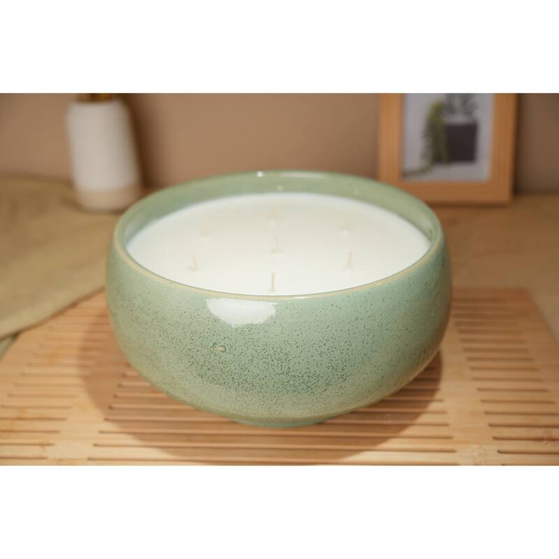 11.5in REJD Ceramic Bowl Candle (80oz) - Peony