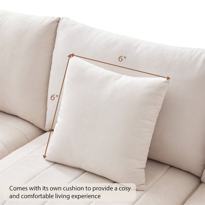 Modern L-Shape 5-Seat Sectional Sofa w/ 2 Pillows, Convertible Ottoman