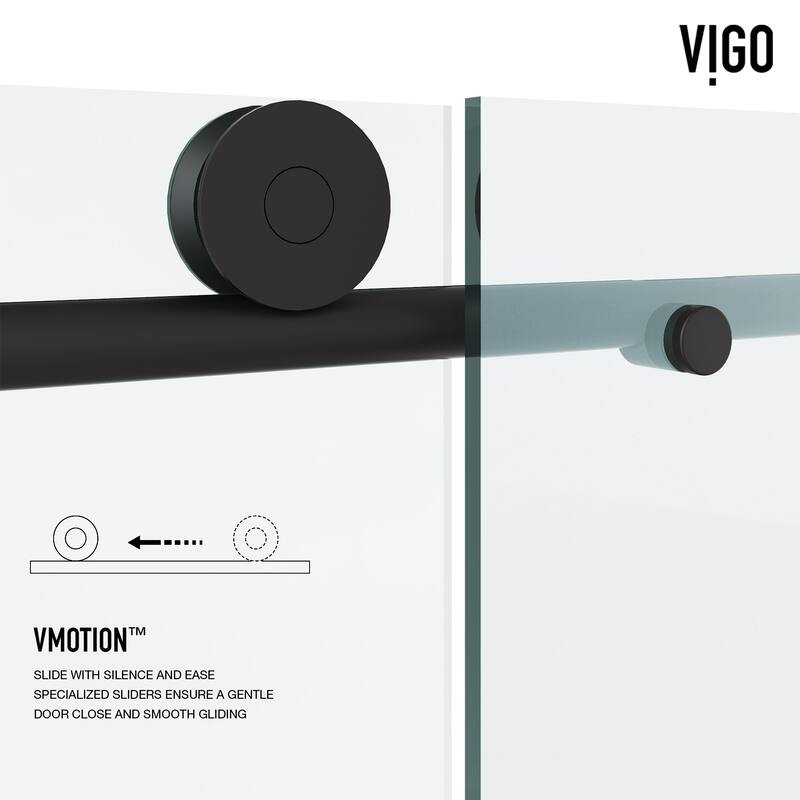VIGO Elan 56" to 60" W x 66" H Frameless Sliding Tub Door in Matte Black - 56-60