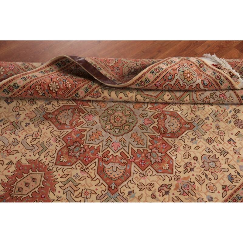 Geometric Tabriz Oriental Rug Handmade Wool Carpet - 5'1" x 6'11"