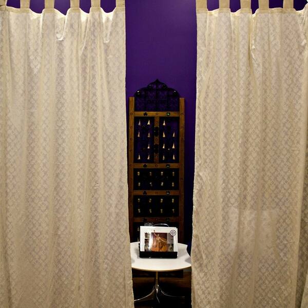 Shop Linen Luxury Textured Weave Tab Top Sheer Curtains Cotton Off