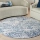 preview thumbnail 41 of 53, Nourison Damask Distressed Contemporary Area Rug 6' x 6' - Ivory/Navy - Runner/Round