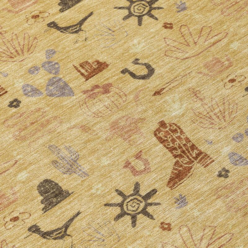 Machine Washable Indoor/ Outdoor Cowboy Ranch Chantille Rug