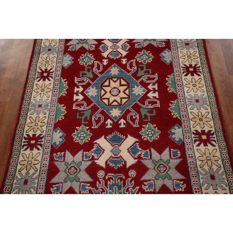 Red Kazak Oriental Rug Hand-Knotted Wool Carpet - 4'0" x 5'8"