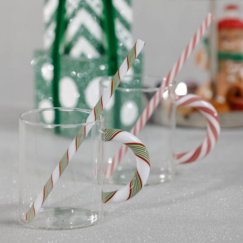 Holiday Glass Mugs, Set of 5 Assorted Styles