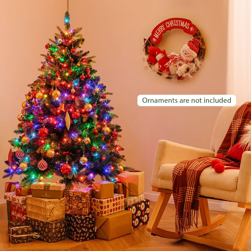 Costway 5/6/7/8 FT Artificial Christmas Tree with 250/370/500/650 RGB - Green - See Details