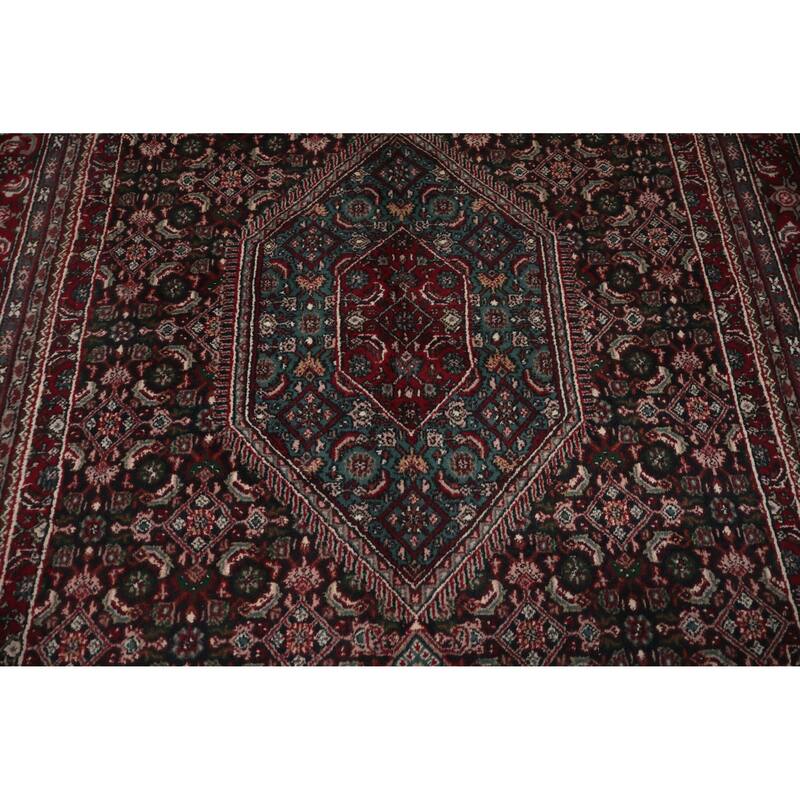 Hand Knotted Oriental 100% Wool Carpet Traditional Floral Black Tabriz-Mahi Area Rug - 9' 0'' X 5' 11''