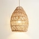 preview thumbnail 9 of 23, Callie Rattan Pendant Light - Natural Bell 1-Light Handwoven Ceiling Light
