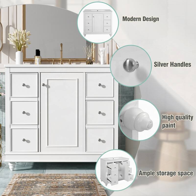 Bathroom Vanity with Ceramic Sink Combo