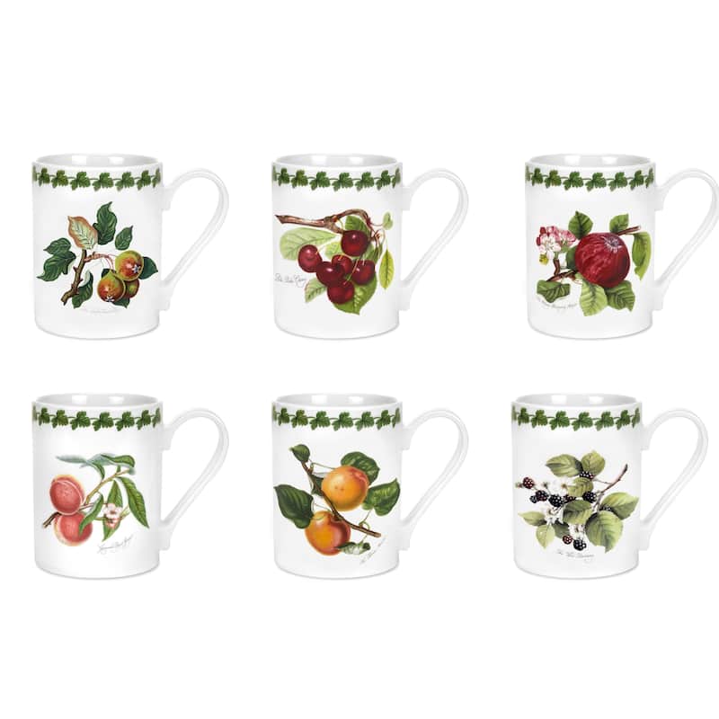 Portmeirion Pomona Tankard Mug Set of 6 Assorted Motifs - 12 Ounce