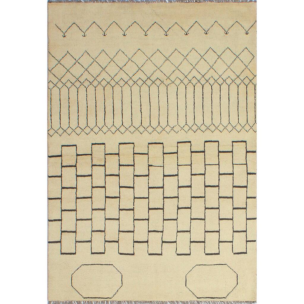 Balochi Afraz Ivory/Charcoal Rug - 4'2" x 5'11"