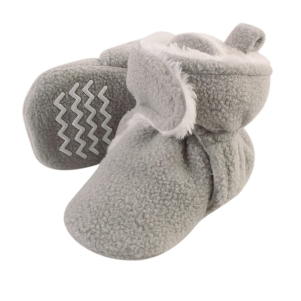 slide 1 of 1, Hudson Baby Baby Cozy Fleece and Faux Shearling Booties, Neutral Gray 0-6 Months - Neutral Gray