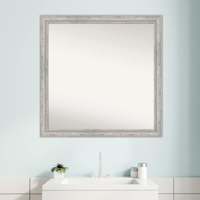 Angled Non-Beveled Wood Framed Bathroom Vanity Wall Mirror