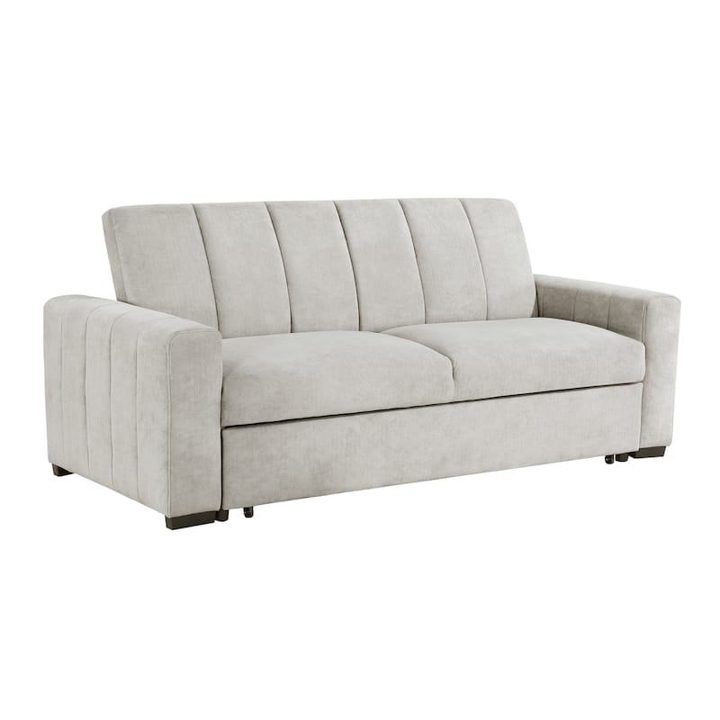 Crestview Textured Fabric Convertible Sofa with Pull-out Bed - Light Gray