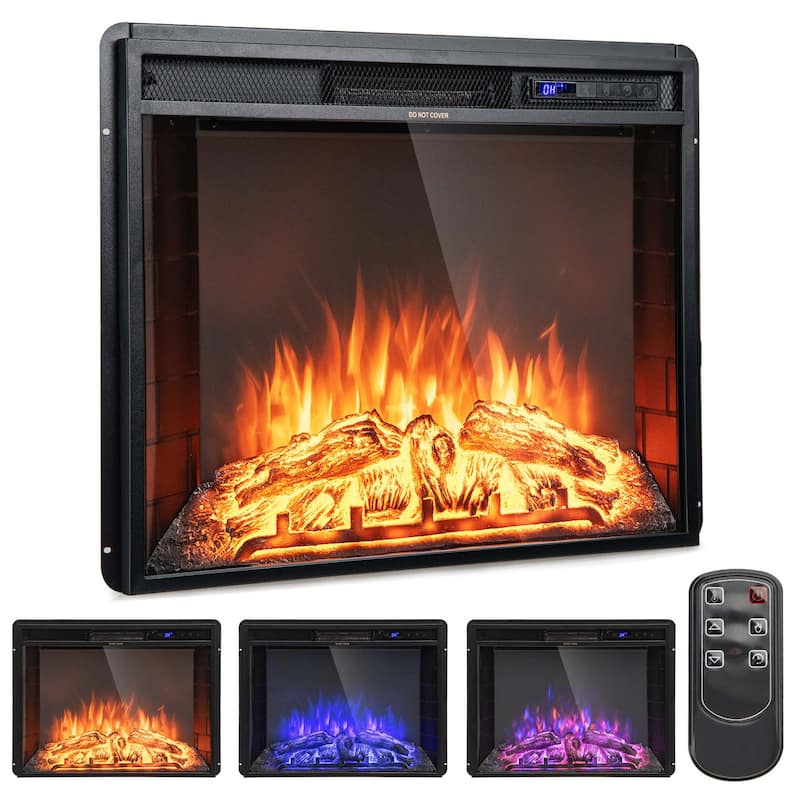 Costway 26 Inch Recessed Electric Fireplace heater W/ Remote Control - See Details - See Details - Black
