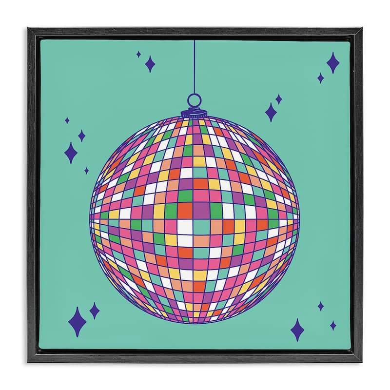 Stupell Geometric Modern Disco Ball Framed Floater Canvas Wall Art Design By Sazerelli Designs - 18 x 18 - Black