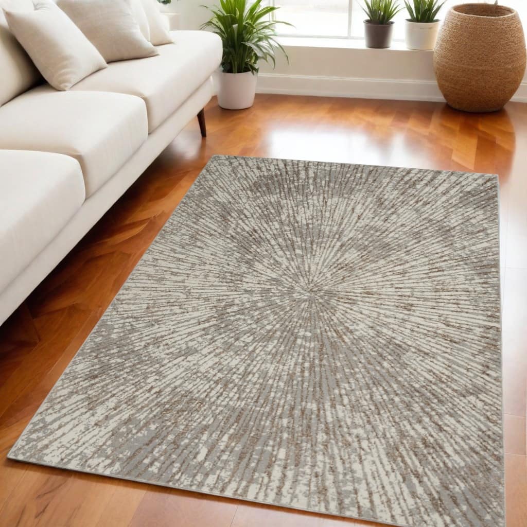 Ruci Power Loomed Abstract Modern Low Pile Area Rug By HomeRoots