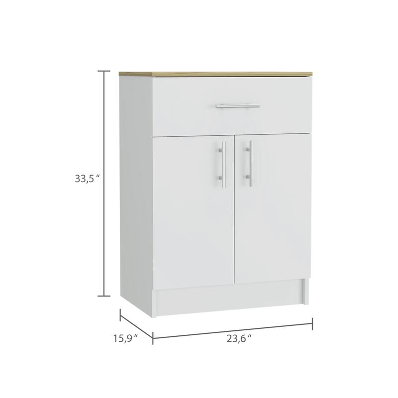 TUHOME Mayorca Multi-Storage Pantry Cabinet with 2 Interior Shelves, Drawer, and Metal Handles
