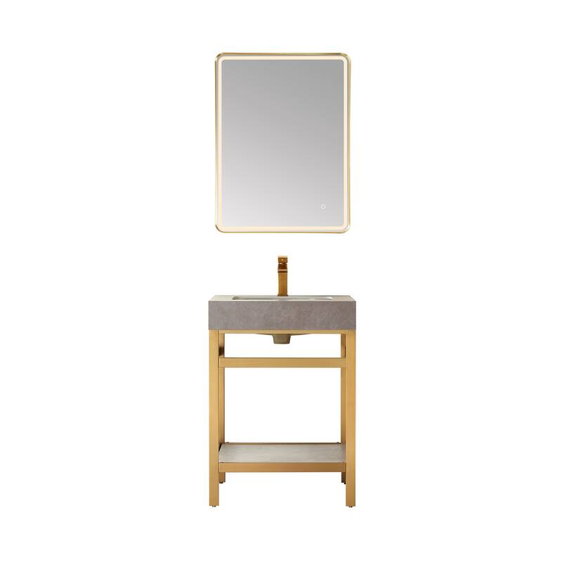 Miseno MV702524 Funes 24" Free Standing Single Basin Vanity Set with - Brushed Gold / Gray - Gold Finish