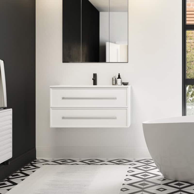 Milano Collection 30" Wall Mount Modern Shaker Bathroom Vanity with Sink and Drawers