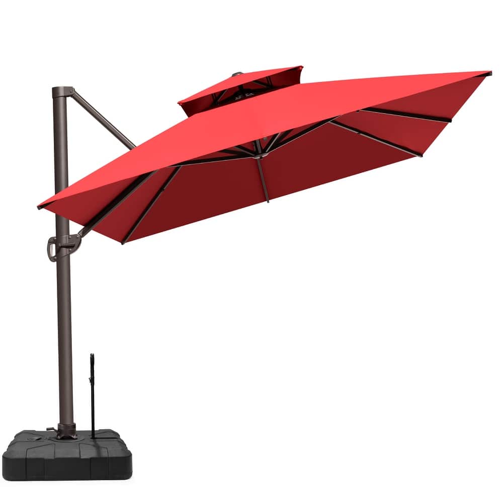 Outdoor Patio 10 x 13 FT Aluminum Cantilever Umbrella Double Top with Rod Base