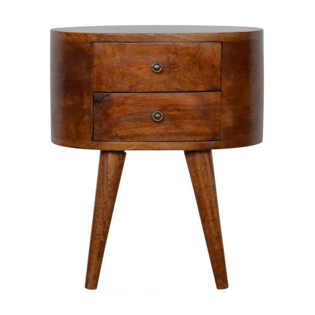 Mid-Century Modern Wood Rounded Coffee Table With Strong Legs