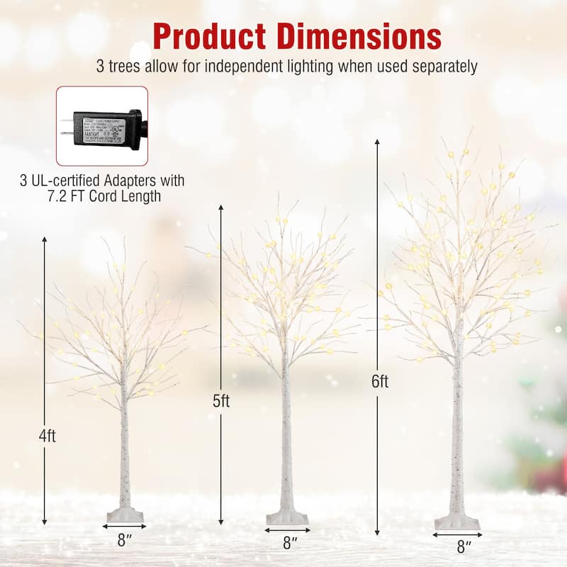 Gymax 4/5/6 FT Outdoor Pre-Lit Artificial Christmas Tree w/ 216 Warm