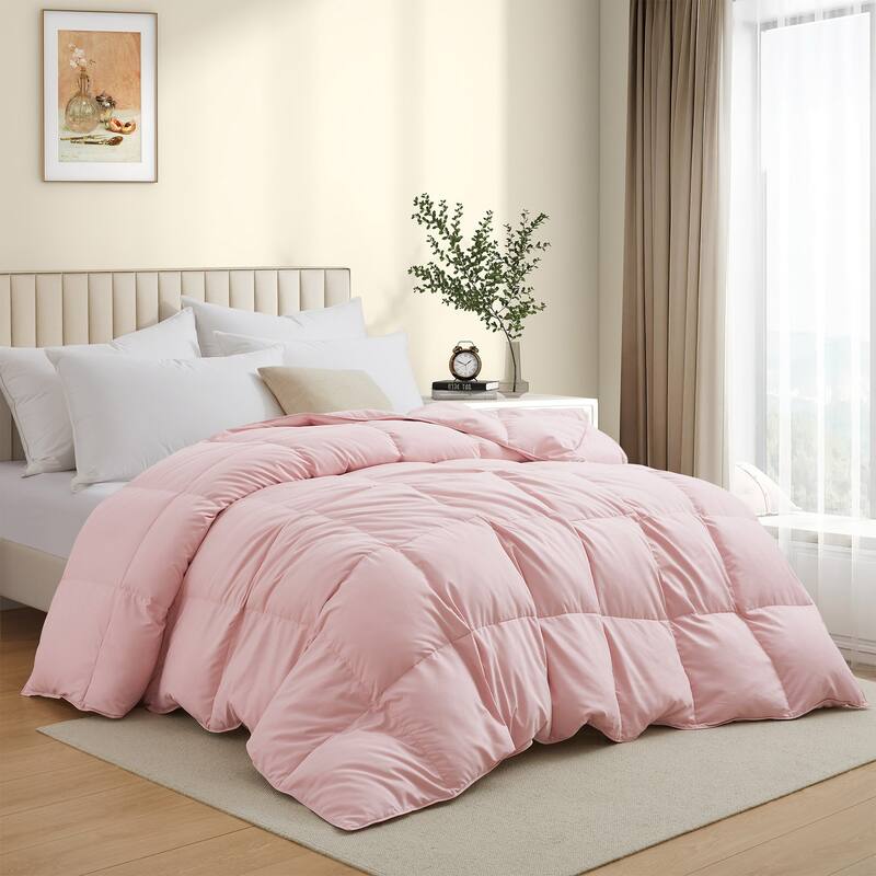 All-Season Medium Warmth White Goose Down Comforter with Premium Fabric
