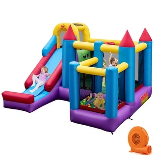 Gymax Inflatable Bounce House 5-in-1 Inflatable Bouncer Indoor&Outdoor
