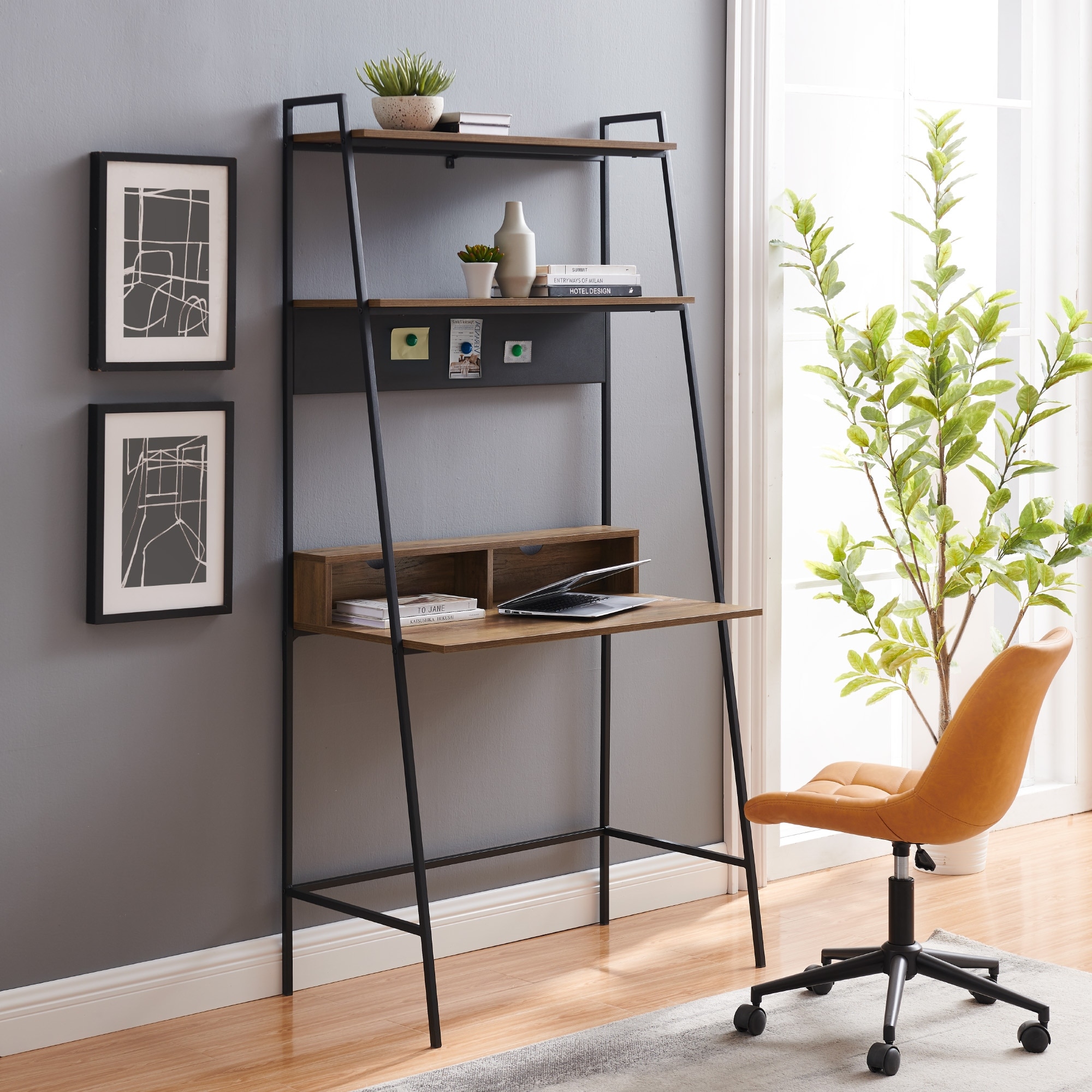 Middlebrook Lahuri Metal Frame Ladder Shelf Desk