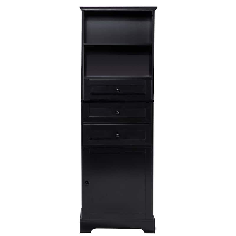 Tall Storage Cabinet with 3 Drawers and Adjustable Shelves