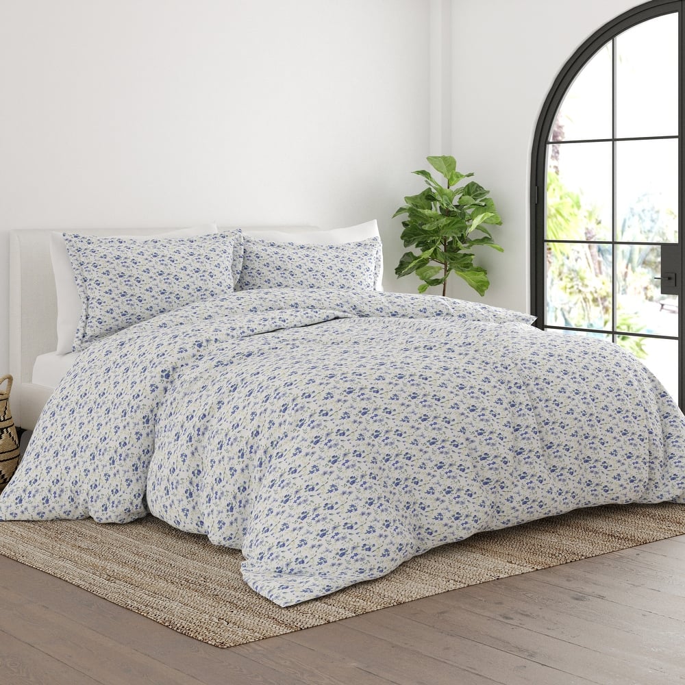 Simply Soft Oversized 3 Piece Blossoms Print Duvet Cover Set