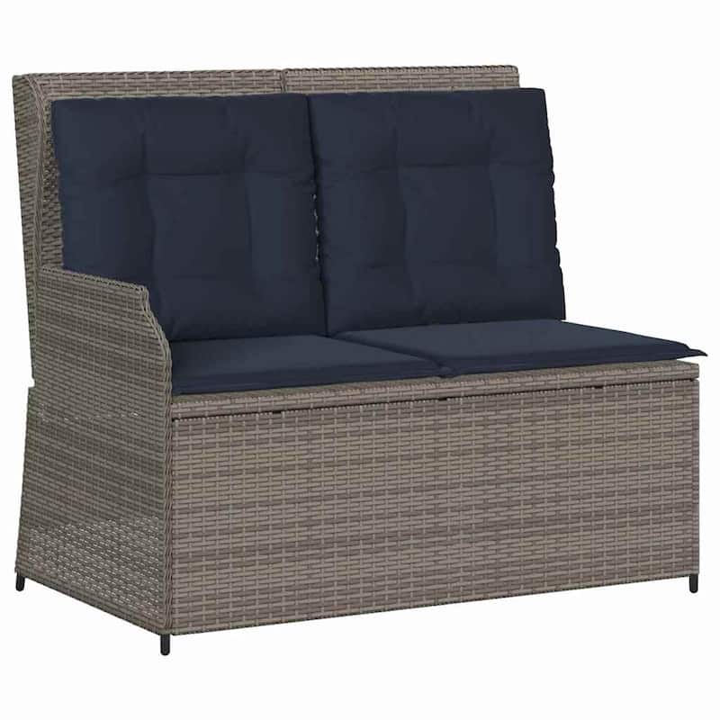 vidaXL Garden Bench with Cushion Brown Poly rattan - 26 x 43 x 37