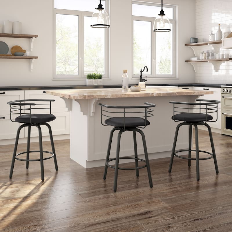 Amisco Turbo Swivel Bar Stool with Distressed Wood Seat