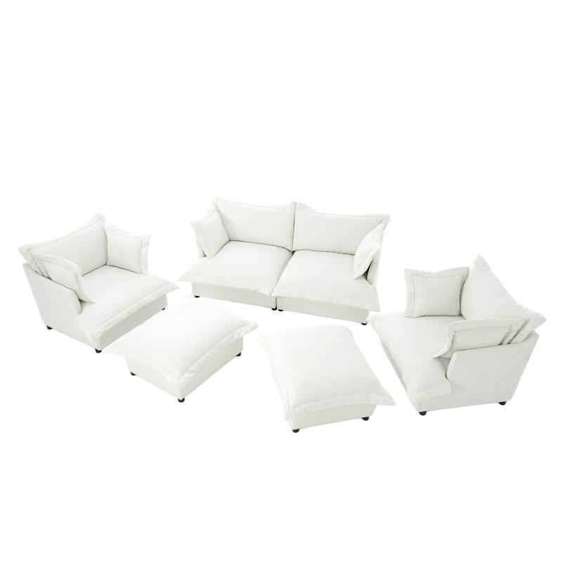 6 Piece Oversized Chenille Comfy Cloud Modular Sectional Sofa Set