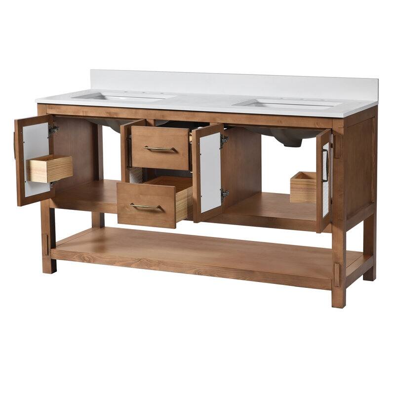 Acroma - 60'' Double Bathroom Vanity With Stone Top