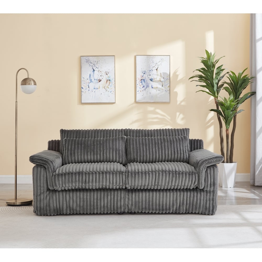2-Seater Sofa Couch, Cloud Corduroy Loveseat Sofa, Plush Recliner Sofa Chaise Lounge Sofa with Removable Covers