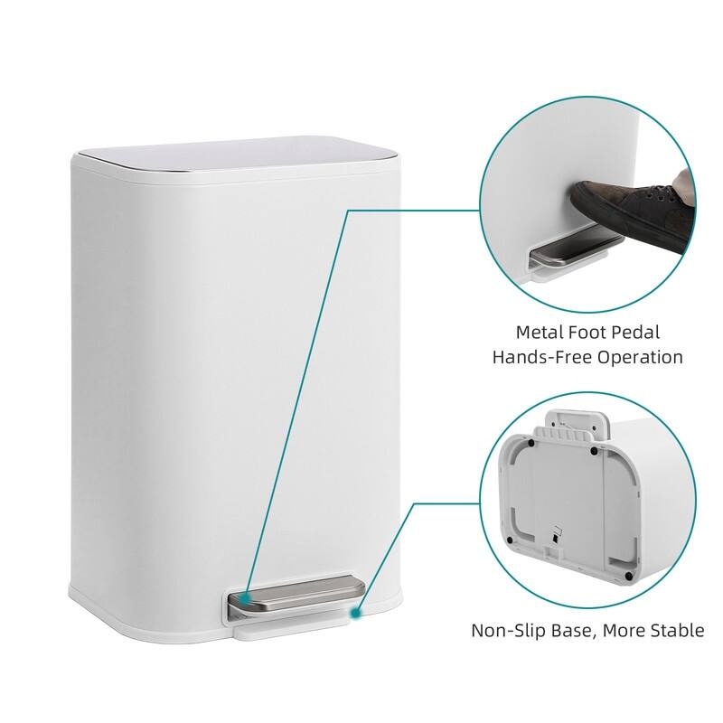 3.2 Gallon Bathroom Trash Can with Lid, 12L Stainless Steel Small Step Waste Bin