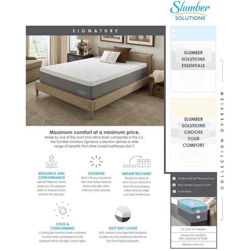 Slumber Solutions Signature 14-in. NRGel Memory Foam Mattress