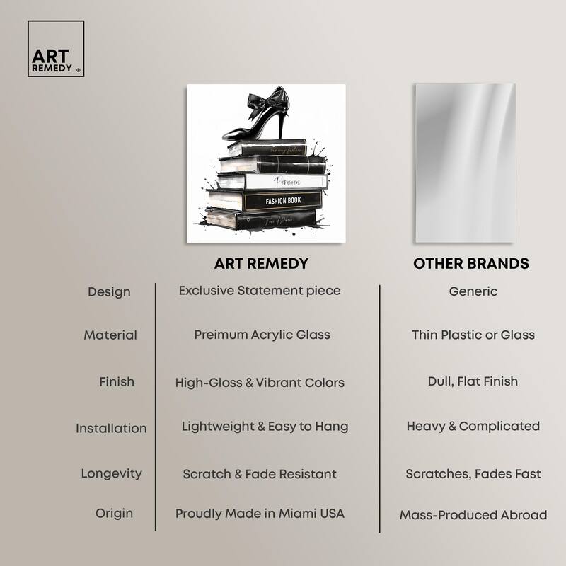 Classic Book Stack Acrylic by Art Remedy, Ready to Hang