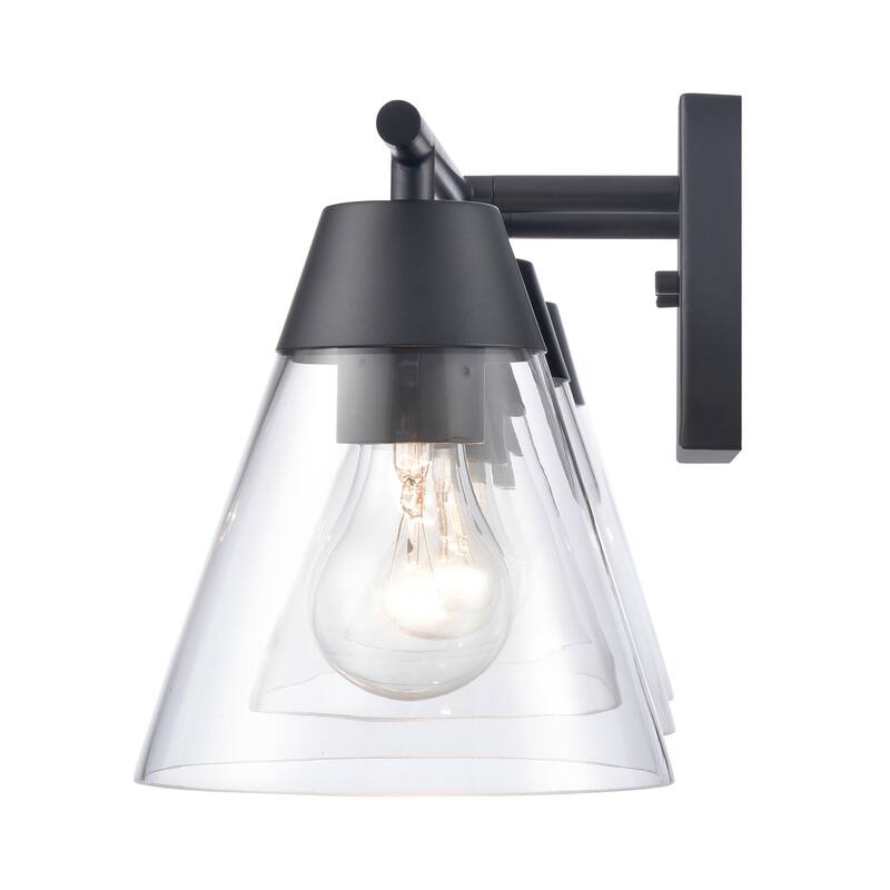 Elk Home Vivica Black With Clear Glass Cone Shade 3 Light Vanity Light