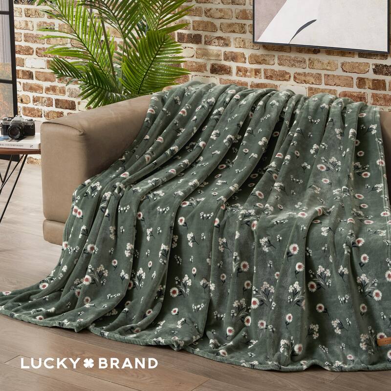 Lucky Brand Daisy Plush Throw Blanket