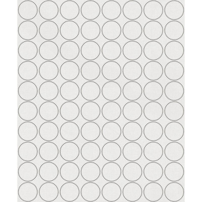 Seabrook Designs Round Geometric Non-Woven Unpasted Wallpaper - 20.9 in. W x 33 ft. L - Linen & Metallic Silver